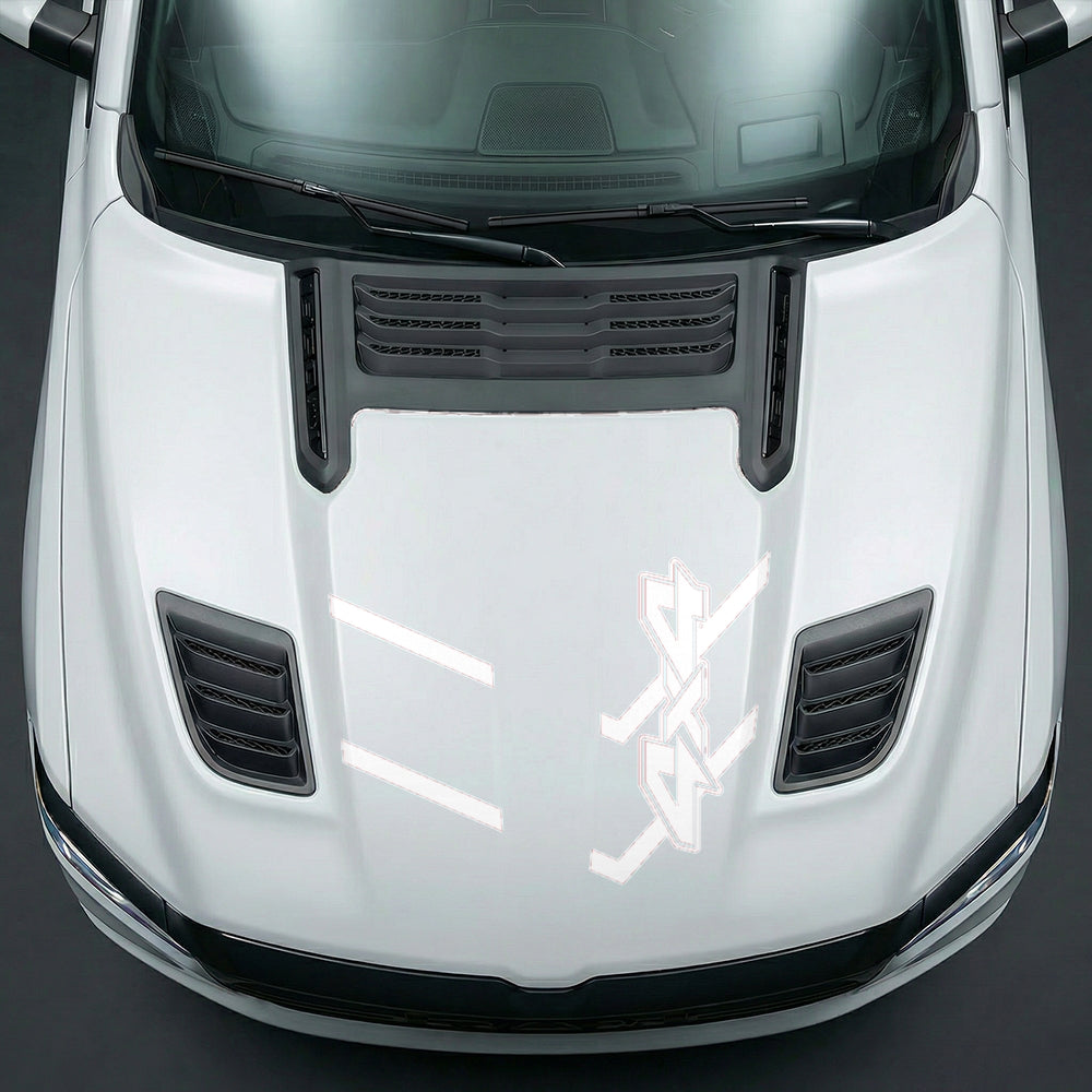 Hood Panel Decal/Sticker - Bold 4x4 Geometric Chevron - Cut Graphic Kit - For Dodge Ram 2019-2025 - Premium Vinyl