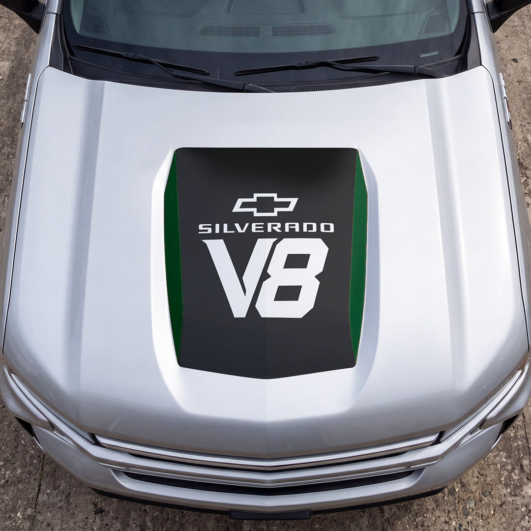 Hood Panel Decal/Sticker - V8 Graphic Decal Graphic Kit - For Chevrolet Silverado 2019-2024 - Premium Vinyl