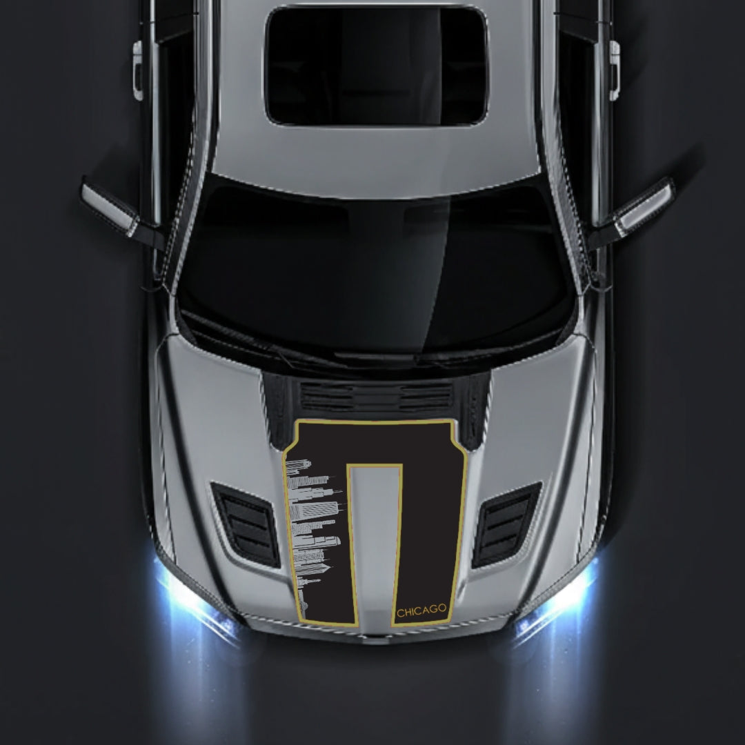 Hood Panel Decal/Sticker - Chicago Skyline - Cut - Border Graphic Kit - For Dodge RAM 1500 2019-2025 - Premium Vinyl