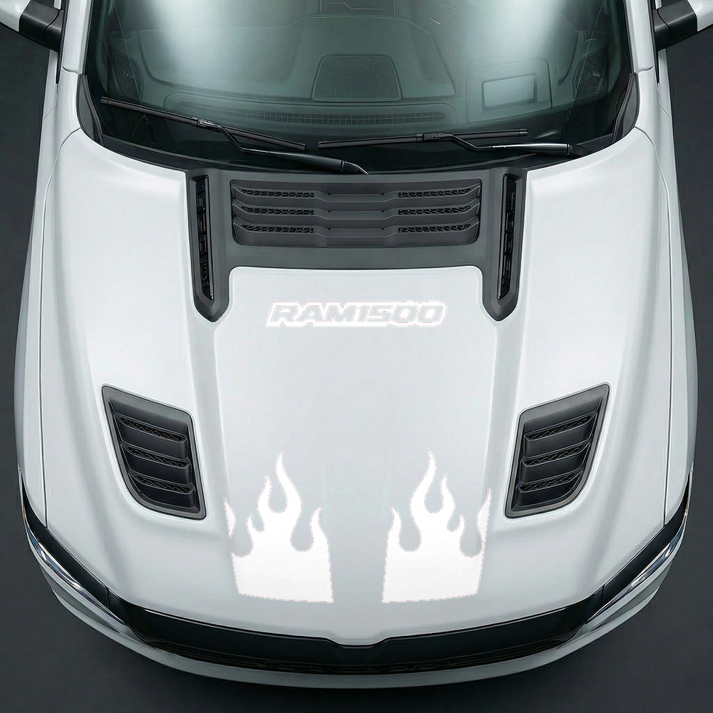 Hood Panel Decal/Sticker - RAM 1500 Flaming U-Shape - Cut Graphic Kit - For Dodge Ram 2019-2025 - Premium Vinyl