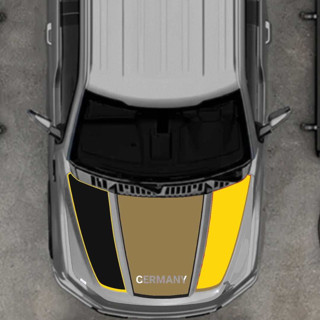 Hood Panel Decal/Sticker - Germany Flag Parts - Border Graphic Kit - For Ford F-150 2020-2026 - Premium Vinyl