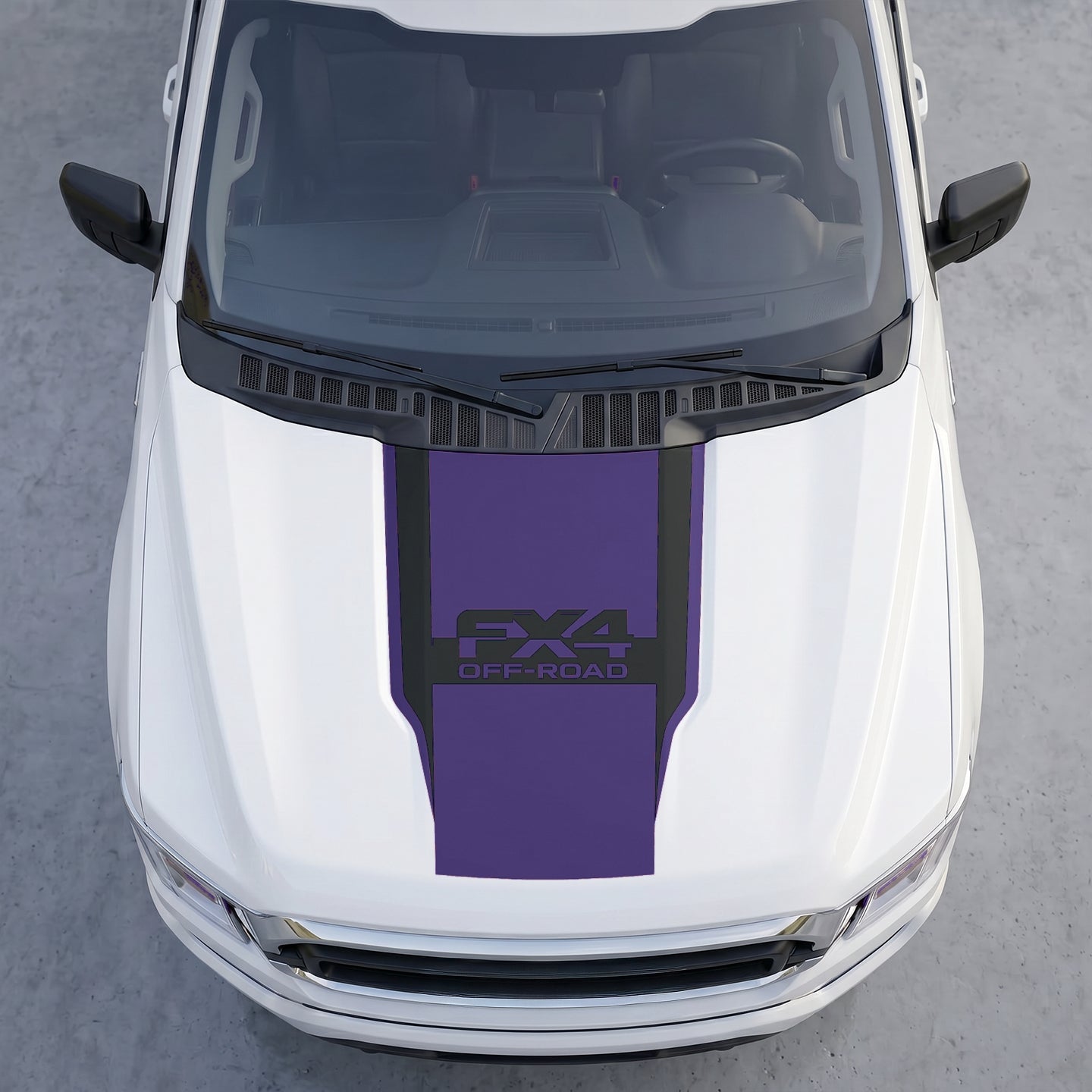 Hood Panel Decal/Sticker - FX4 Off-Road Edition Full Hood Decal Wrap – Bold  Center Accent Shield with Matte Black Track Stripes Graphic Kit - For Ford F-150 F150 2015-2020 - Premium Vinyl