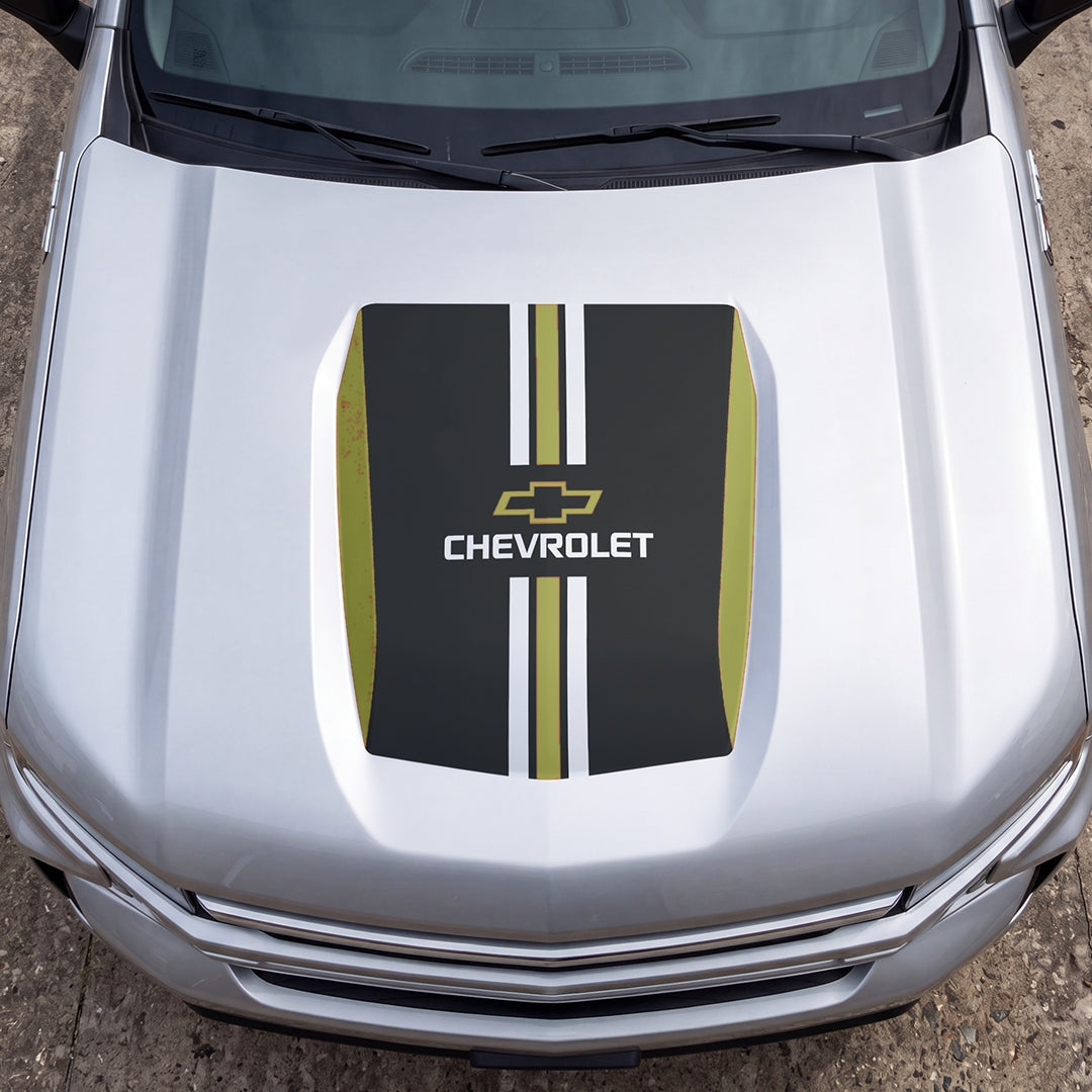 Hood Panel Decal/Sticker - Stripes Graphic Decal Graphic Kit - For Chevrolet Silverado 2019-2024 - Premium Vinyl