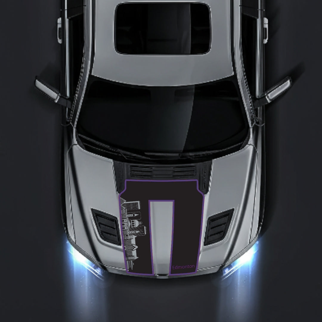 Hood Panel Decal/Sticker - Edmonton Skyline - Cut - Border Graphic Kit - For Dodge RAM 1500 2019-2025 - Premium Vinyl