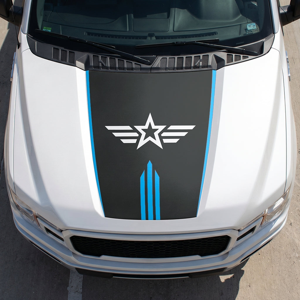 Hood Panel Decal/Sticker - Star Graphic Decal Graphic Kit - For Ford F-150 2015-2020 - Premium Vinyl