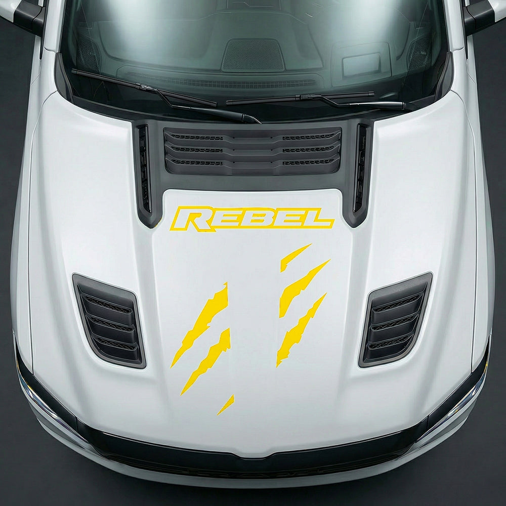 Hood Panel Decal/Sticker - Fierce REBEL Monster Slash - Cut Graphic Kit - For Dodge Ram 2019-2025 - Premium Vinyl