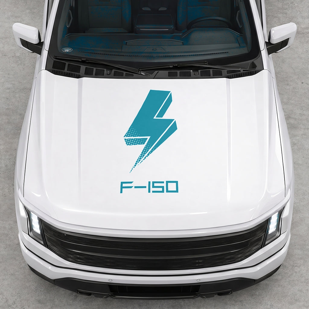 Hood Panel Decal/Sticker - Cut Bold Electric Graphic Decal Graphic Kit - For FORD F-150 2015-2020 - Premium Vinyl