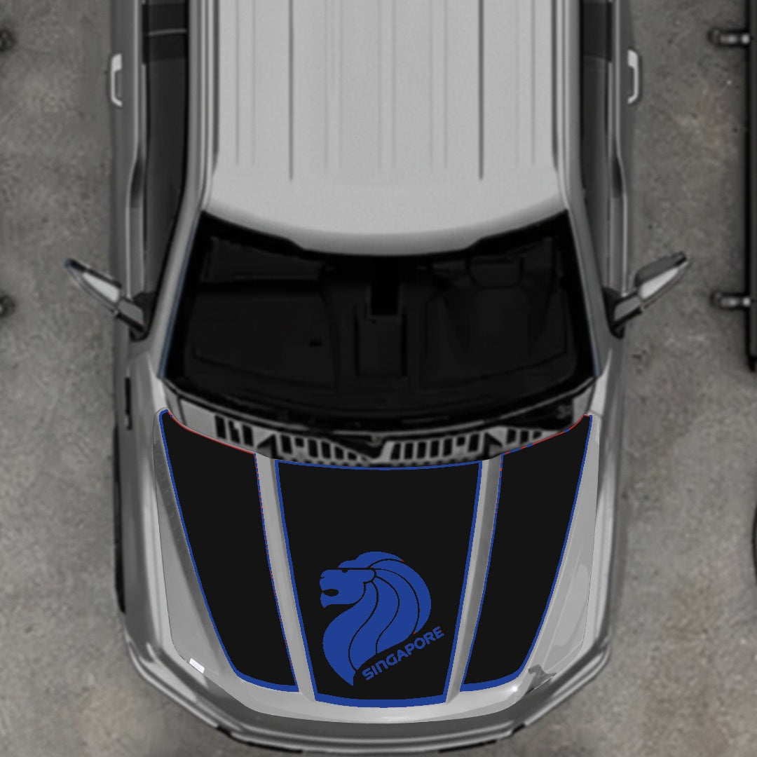 Hood Panel Decal/Sticker - Singapore - Border Graphic Kit - For Ford F-150 2020-2026 - Premium Vinyl