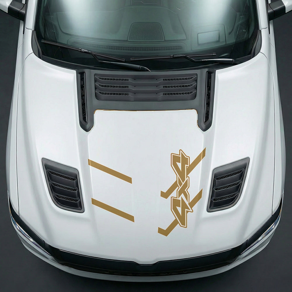 Hood Panel Decal/Sticker - Bold 4x4 Geometric Chevron - Cut Graphic Kit - For Dodge Ram 2019-2025 - Premium Vinyl