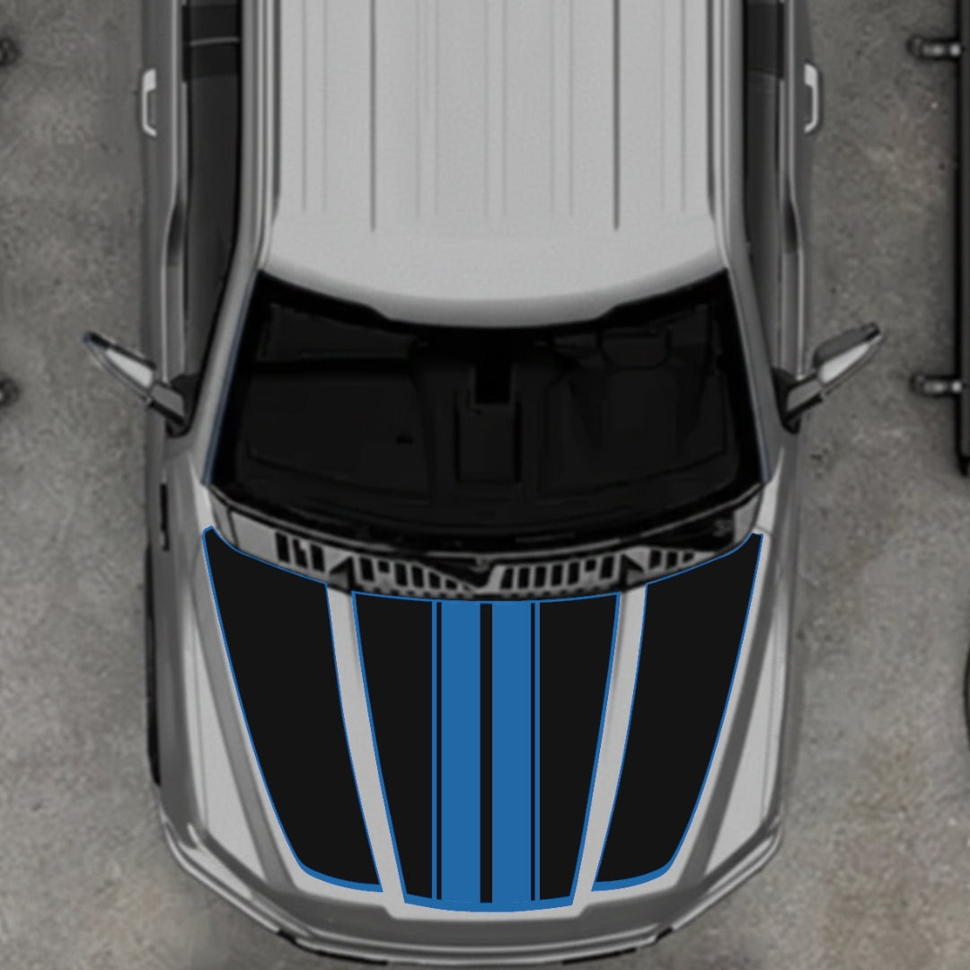 Hood Panel Decal/Sticker - Bars Style - Border Graphic Kit - For Ford F-150 2020-2026 - Premium Vinyl