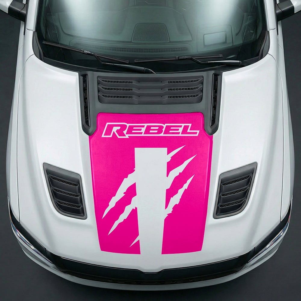 Hood Panel Decal/Sticker - Fierce REBEL Monster Slash Graphic Kit - For Dodge Ram 2019-2025 - Premium Vinyl