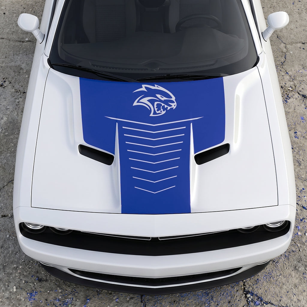 Hood Panel Decal/Sticker - Hellcat Apex Grille-Fade - Stealth Ribbed Aero Graphic Kit - For Dodge Challenger 2015-2024 - Premium Vinyl