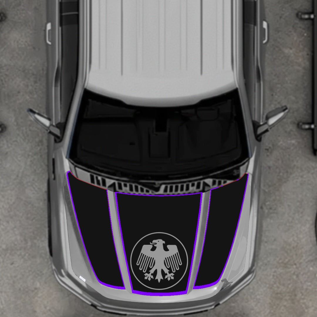 Hood Panel Decal/Sticker - Germany Logo - Cut - Border Graphic Kit - For Ford F-150 2020-2026 - Premium Vinyl