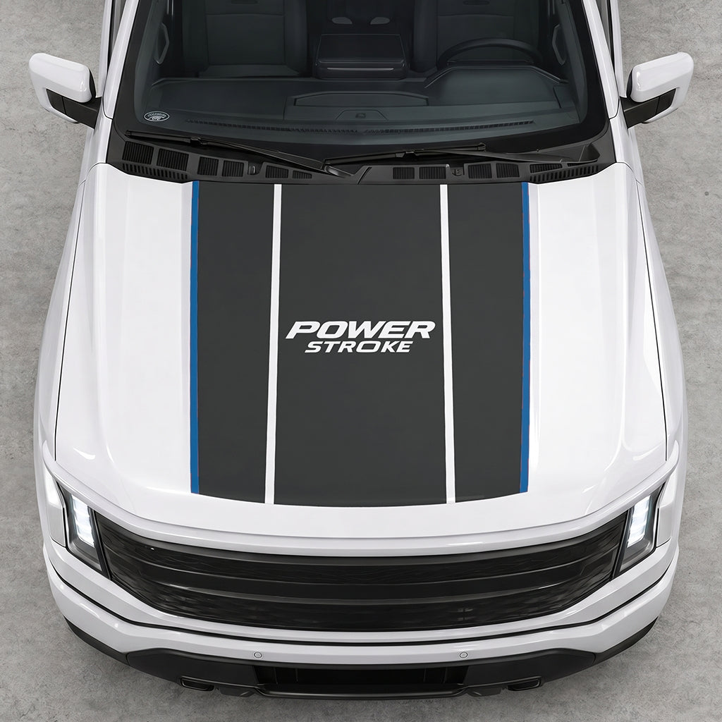 Hood Panel Decal/Sticker - Power Stroke Graphic Decal Graphic Kit - For Ford F-150 2015-2020 - Premium Vinyl