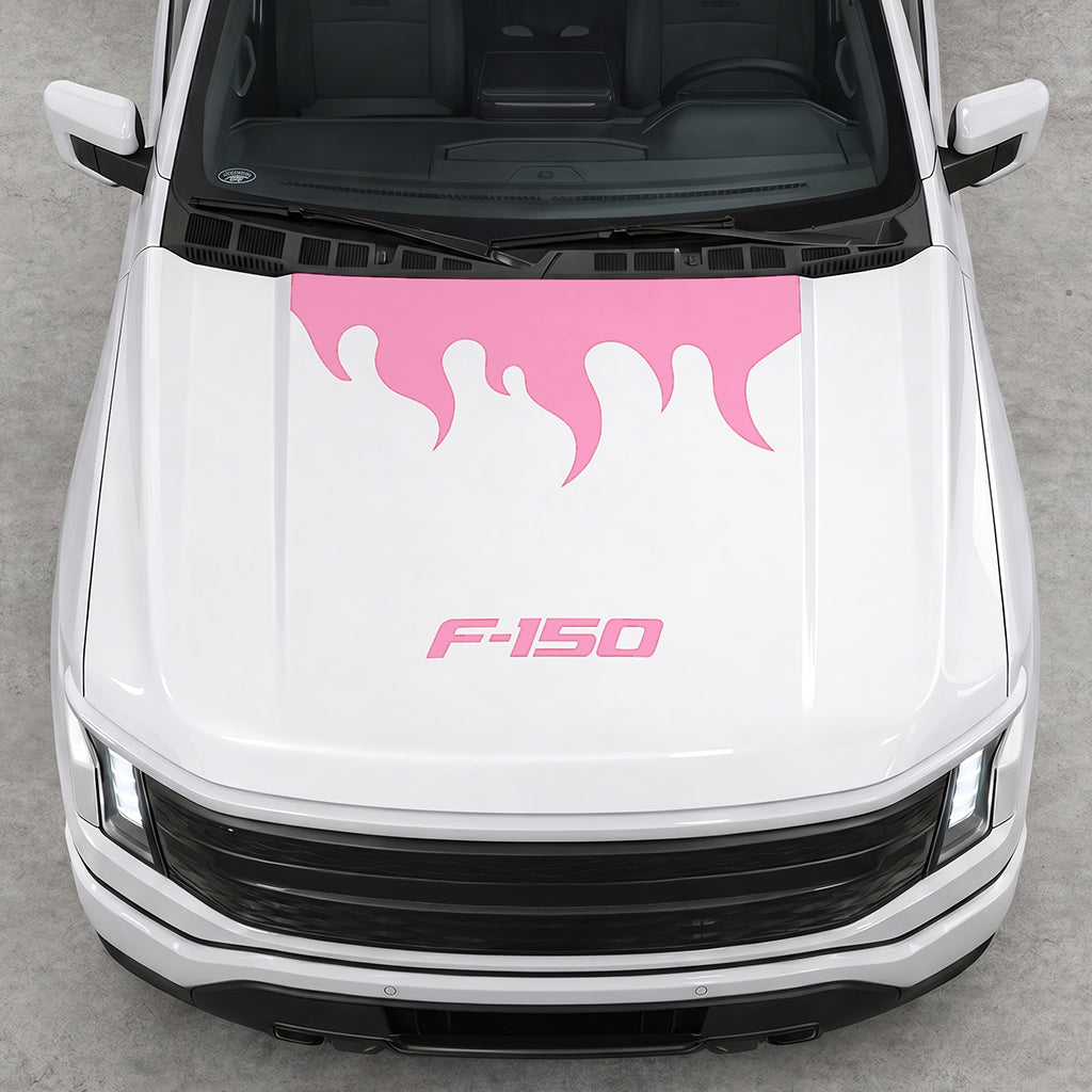 Hood Panel Decal/Sticker - Burning Flames Graphic Decal Graphic Kit - For Ford F-150 2015-2020 - Premium Vinyl