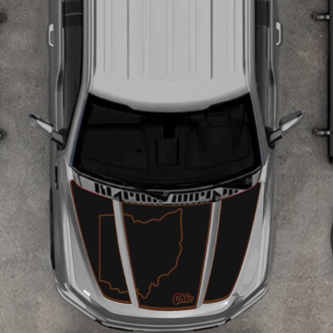 Hood Panel Decal/Sticker - Ohio - Border Graphic Kit - For Ford F-150 2020-2026 - Premium Vinyl