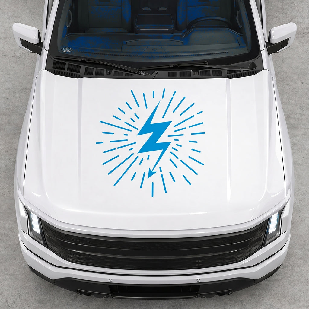 Hood Panel Decal/Sticker - Cut Electric Splash Graphic Decal Graphic Kit - For FORD F-150 2015-2020 - Premium Vinyl