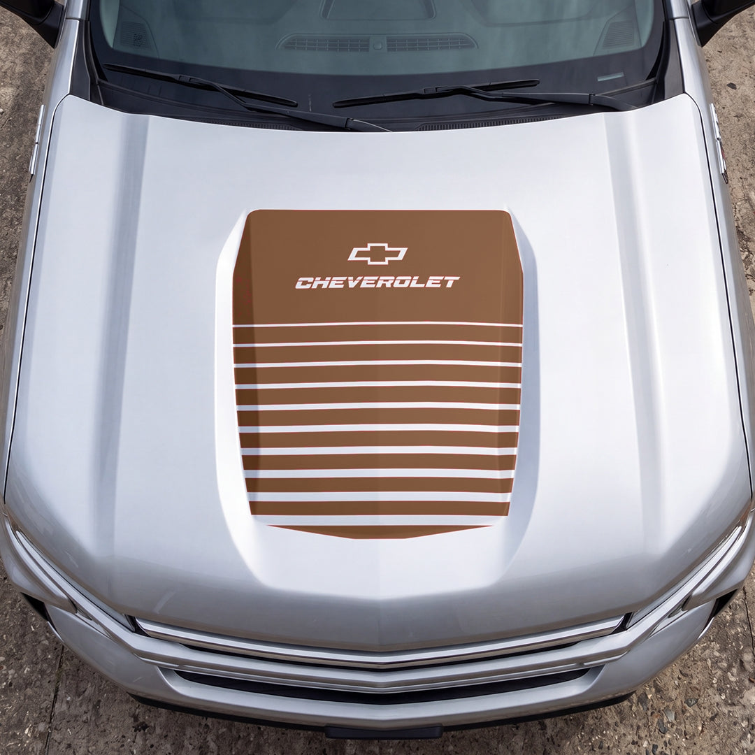 Hood Panel Decal/Sticker - Solid Wavy Graphic Decal Graphic Kit - For Chevrolet Silverado 2019-2024 - Premium Vinyl