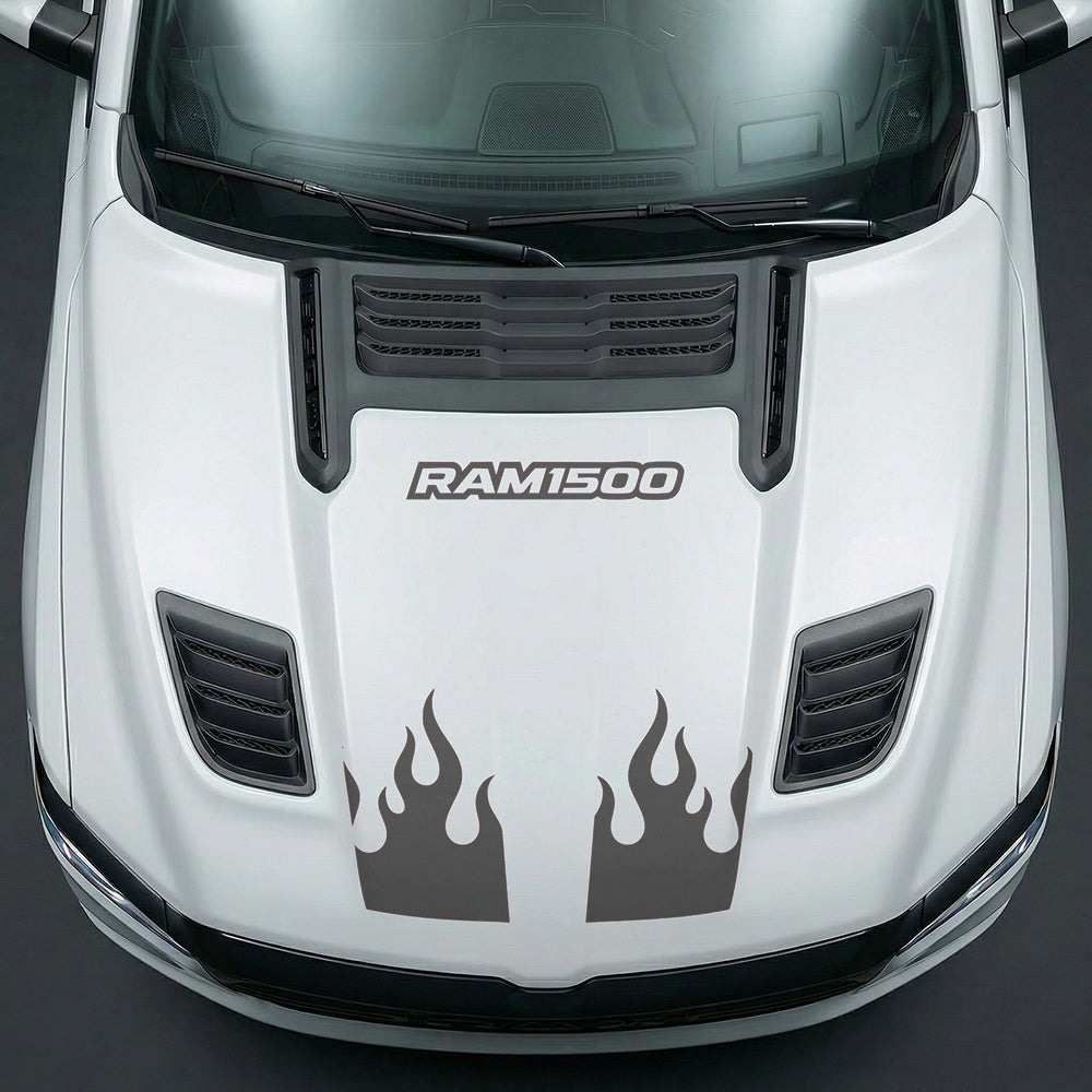 Hood Panel Decal/Sticker - RAM 1500 Flaming U-Shape - Cut Graphic Kit - For Dodge Ram 2019-2025 - Premium Vinyl