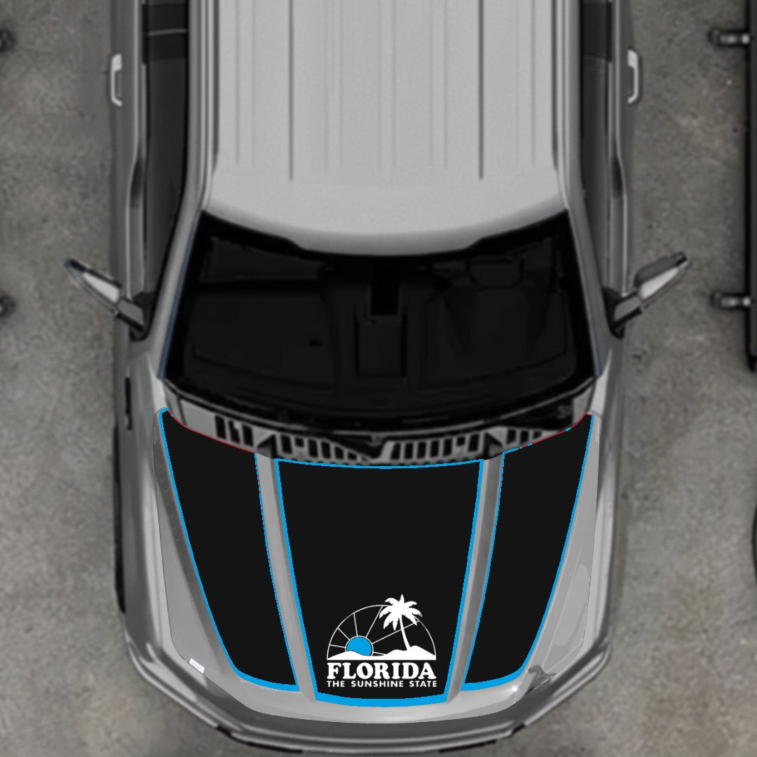 Hood Panel Decal/Sticker - Flordia - Cut - Border Graphic Kit - For Ford F-150 2020-2026 - Premium Vinyl