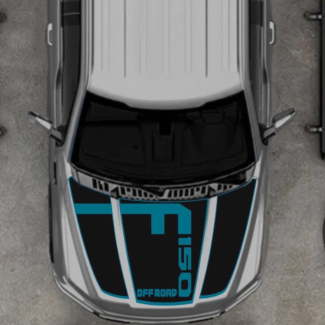 Hood Panel Decal/Sticker - Style 5 - Border Graphic Kit - For Ford F-150 2020-2026 - Premium Vinyl
