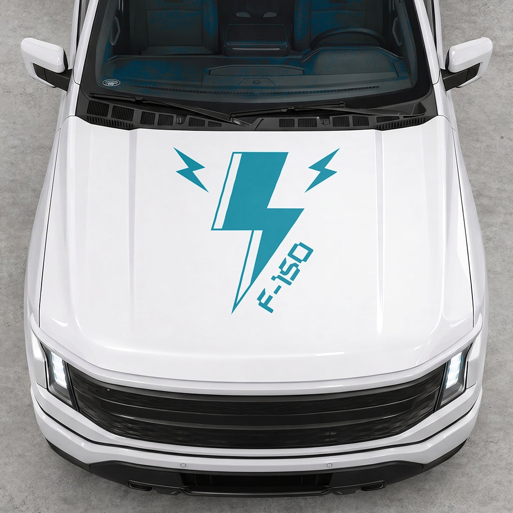 Hood Panel Decal/Sticker - Cut Triple Electric Graphic Decal Graphic Kit - For FORD F-150 2015-2020 - Premium Vinyl