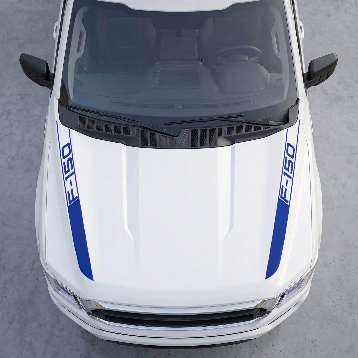 Hood Panel Decal/Sticker - Cowl Accent Stripes – Dual Side Hood Vinyl Decals with Die-Cut Logo Graphic Kit - For Ford F-150 F150 2015-2020 - Premium Vinyl