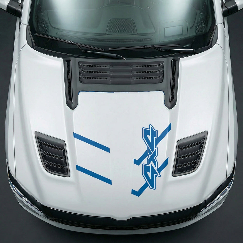 Hood Panel Decal/Sticker - Bold 4x4 Geometric Chevron - Cut Graphic Kit - For Dodge Ram 2019-2025 - Premium Vinyl