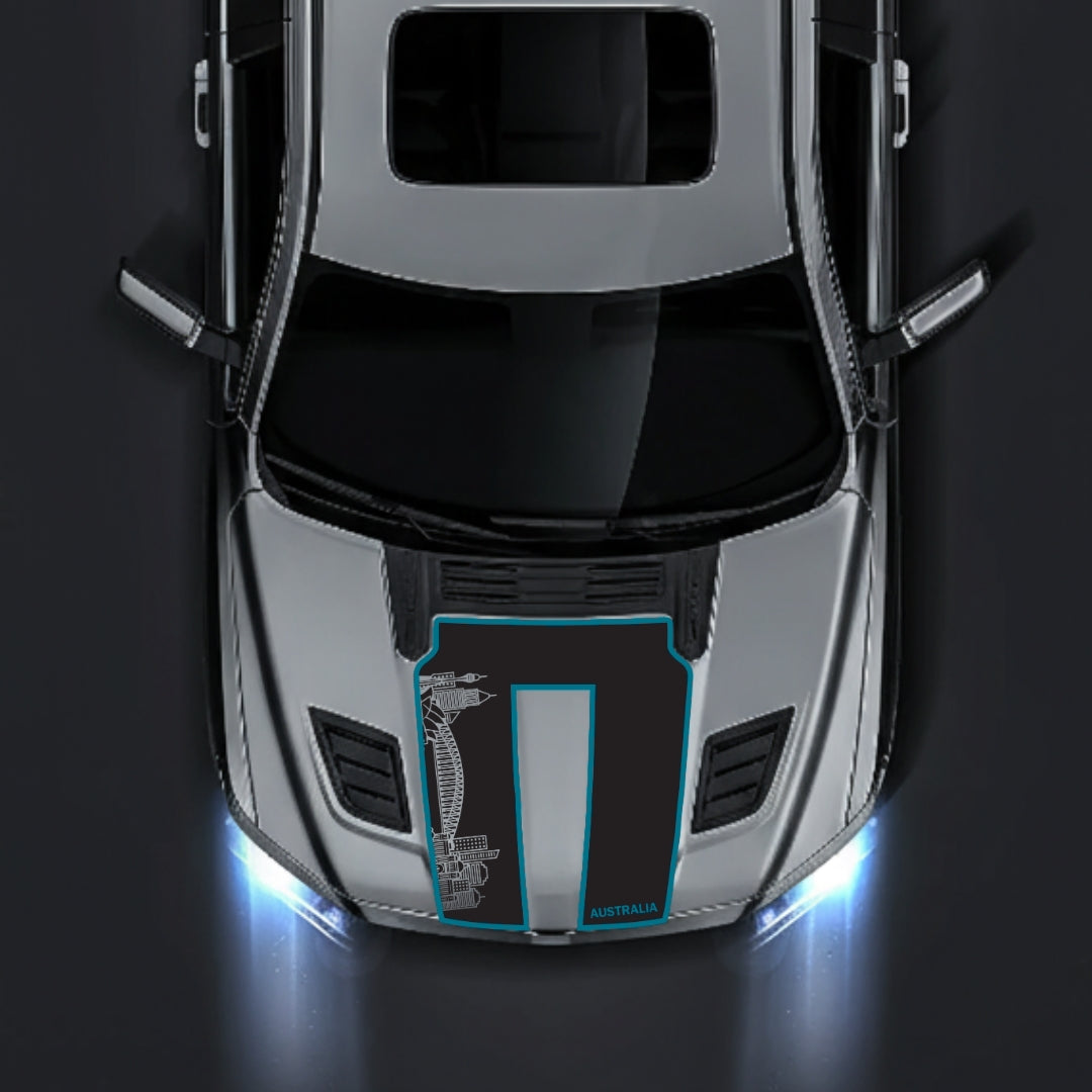 Performance Hood Panel Decal/Sticker - Australia Skyline - Cut - Border Graphic Kit - For Dodge RAM 1500 2019-2025 - Premium Vinyl