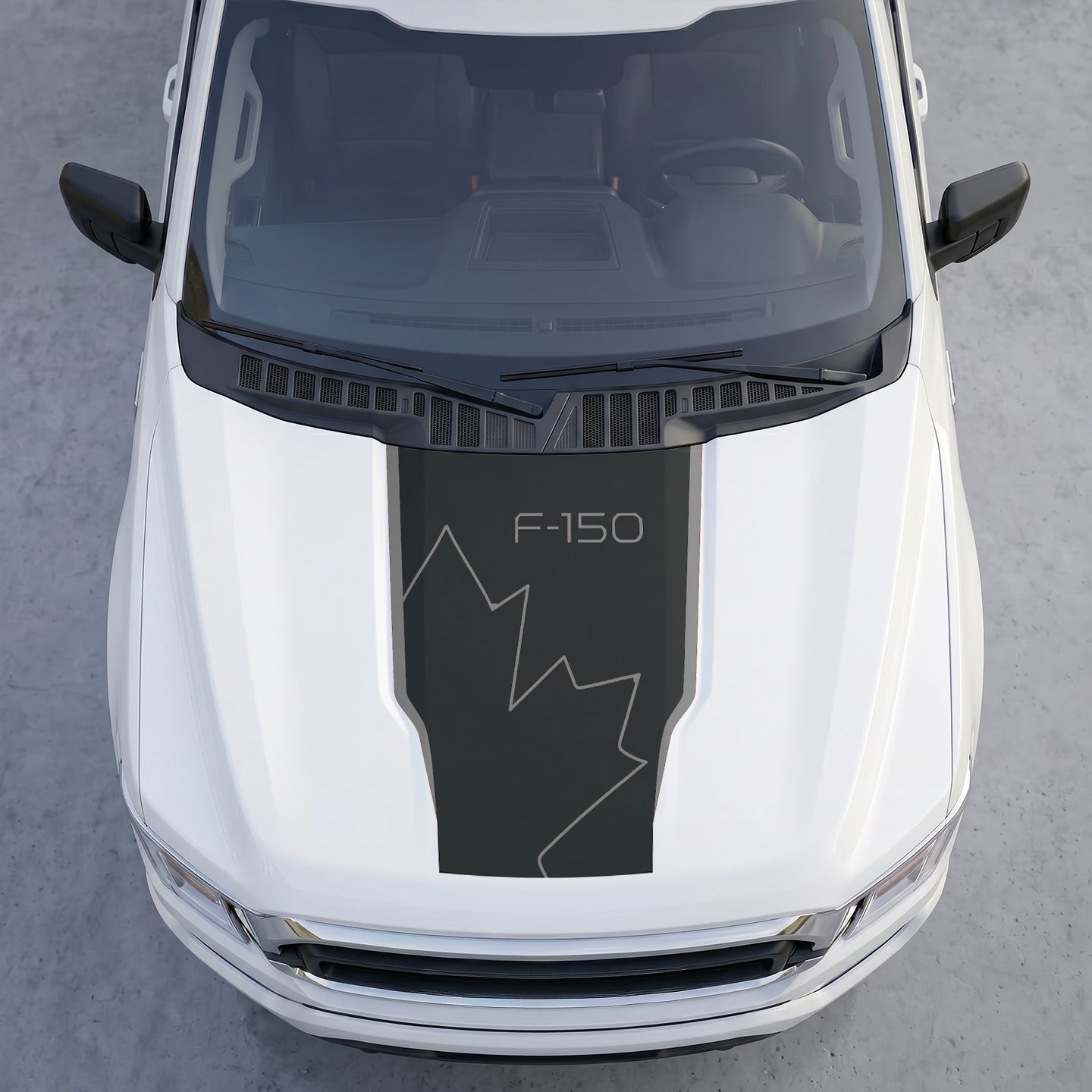 Hood Panel Decal/Sticker - Distressed Maple Leaf Hood Decal – Minimalist Line Canada Flag Graphic Graphic Kit - For Ford F-150 F150 2015-2020 - Premium Vinyl