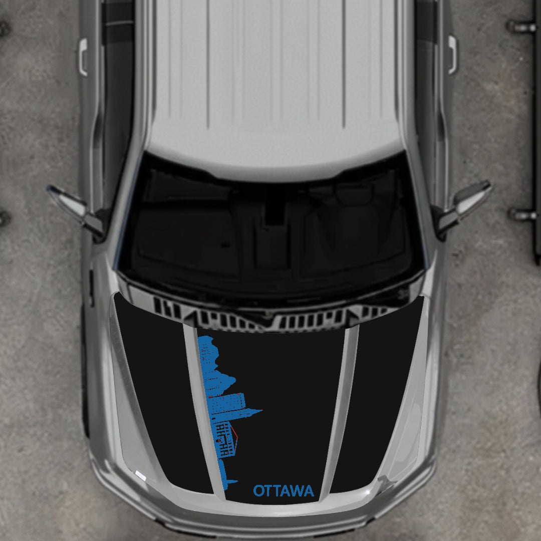 Hood Panel Decal/Sticker - Ottawa Skyline Graphic Kit - For Ford F-150 2020-2026 - Premium Vinyl
