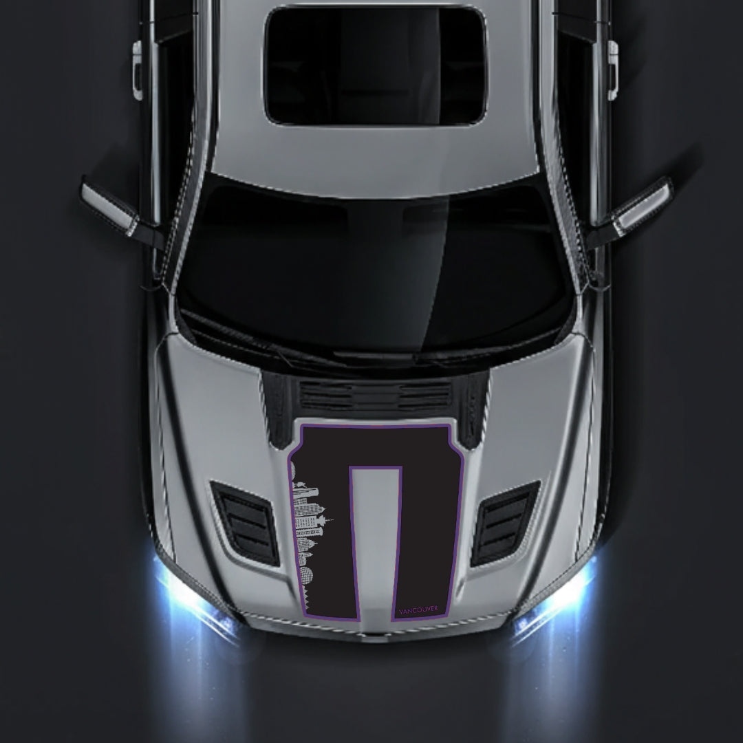Hood Panel Decal/Sticker - Vancouver Skyline - Cut - Border Graphic Kit - For Dodge RAM 1500 2019-2025 - Premium Vinyl