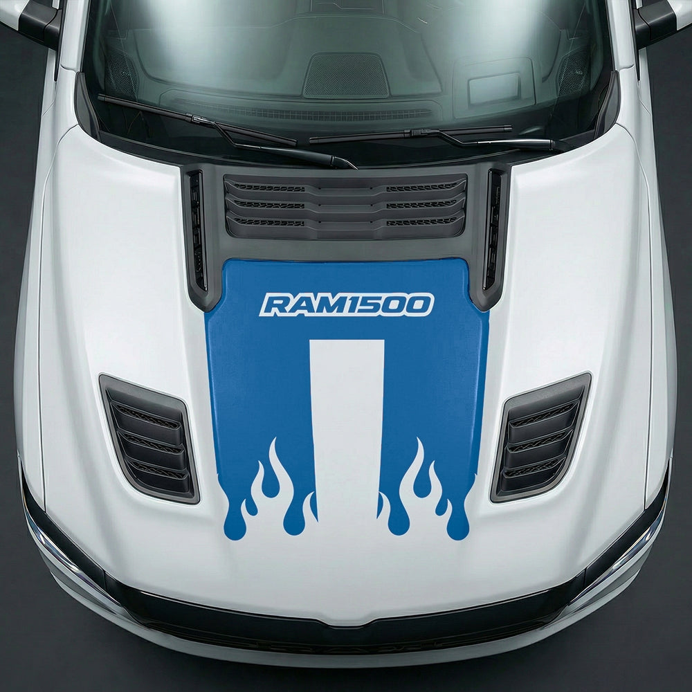 Hood Panel Decal/Sticker - RAM 1500 Flaming U-Shape Graphic Kit - For Dodge Ram 2019-2025 - Premium Vinyl