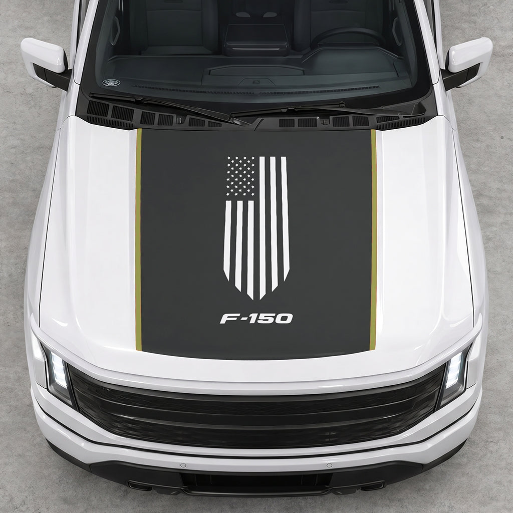 Hood Panel Decal/Sticker - America Flag Graphic Decal Graphic Kit - For Ford F-150 2015-2020 - Premium Vinyl