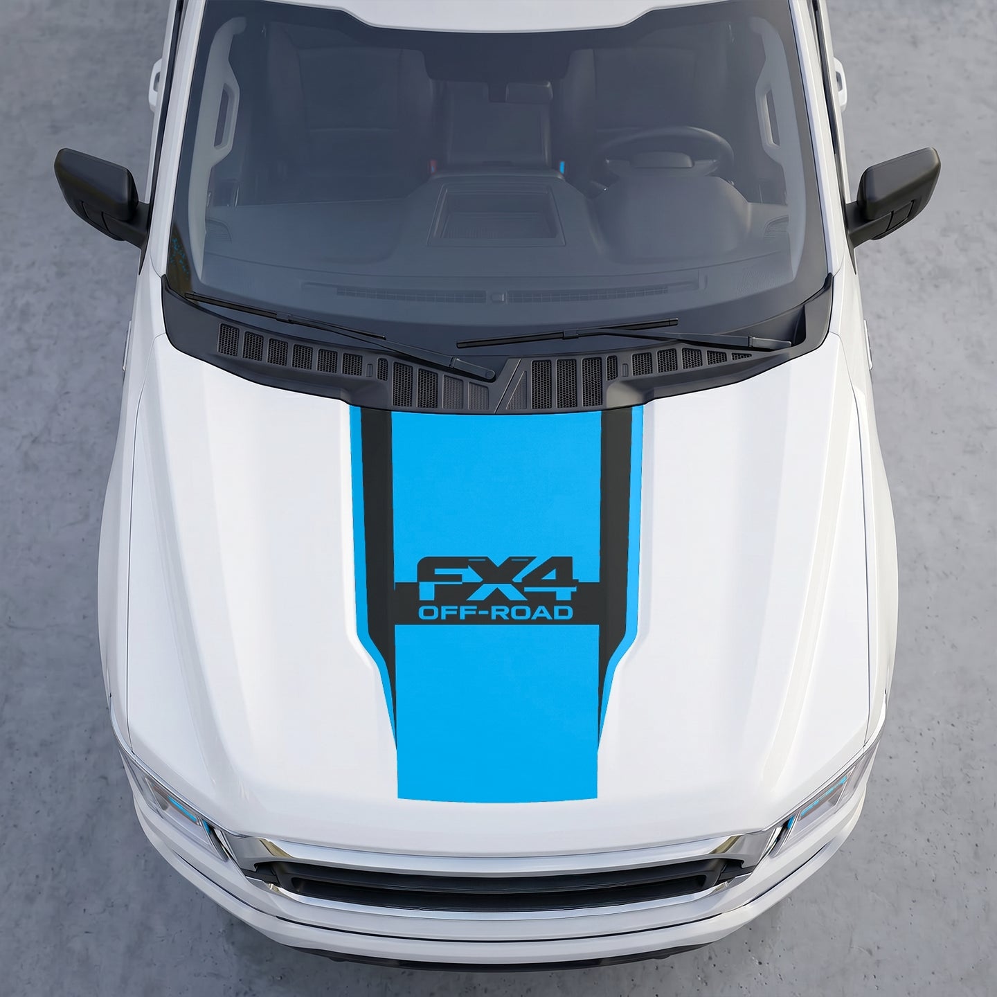 Hood Panel Decal/Sticker - FX4 Off-Road Edition Full Hood Decal Wrap – Bold  Center Accent Shield with Matte Black Track Stripes Graphic Kit - For Ford F-150 F150 2015-2020 - Premium Vinyl