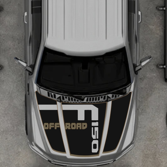 Hood Panel Decal/Sticker - Style 6 - Cut - Border Graphic Kit - For Ford F-150 2020-2026 - Premium Vinyl