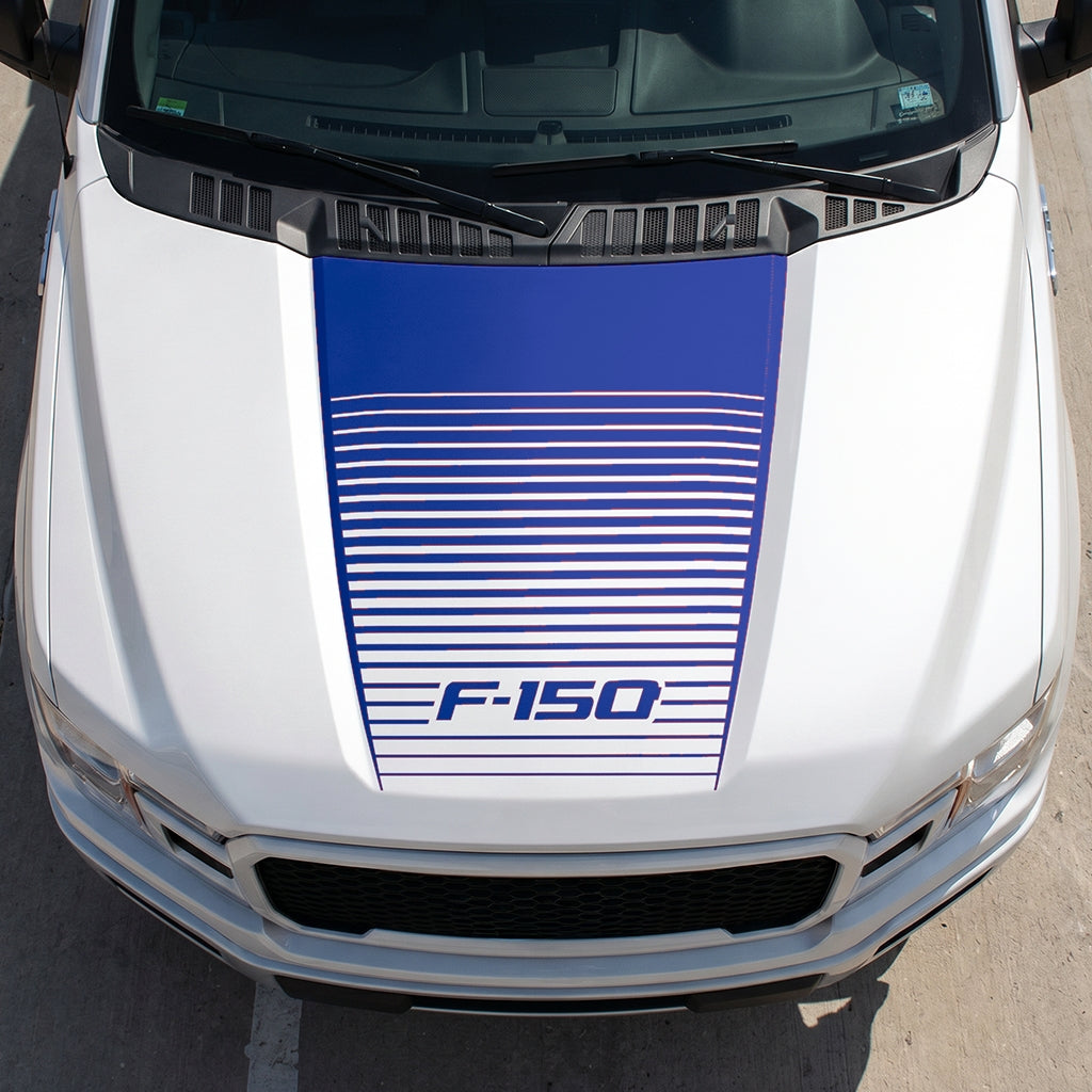 Hood Panel Decal/Sticker - Waves Graphic Decal Graphic Kit - For Ford F-150 2015-2020 - Premium Vinyl