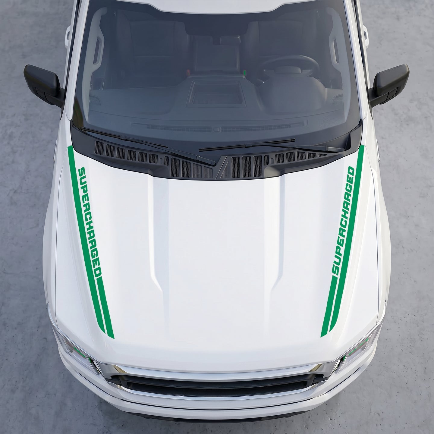 Hood Panel Decal/Sticker - Supercharged Edition  Hood Cowl Stripes – Dual Side Track Vinyl Decal Graphic Kit - For Ford F-150 F150 2015-2020 - Premium Vinyl