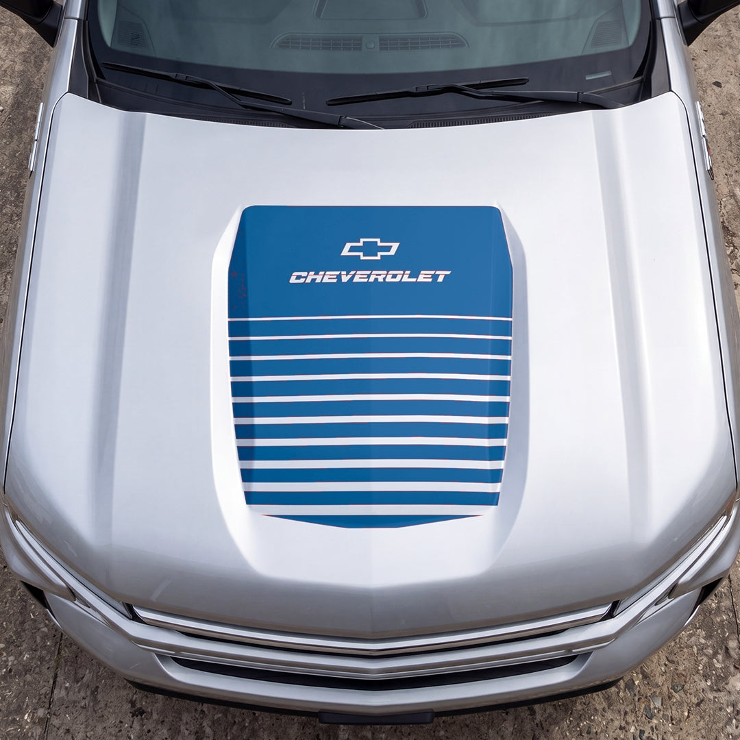 Hood Panel Decal/Sticker - Solid Wavy Graphic Decal Graphic Kit - For Chevrolet Silverado 2019-2024 - Premium Vinyl