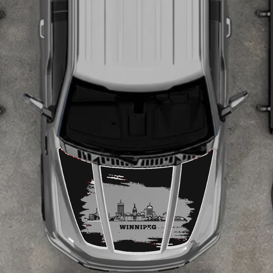 Hood Panel Decal/Sticker - Winnipeg - Cut - Border Graphic Kit - For Ford F-150 2020-2026 - Premium Vinyl