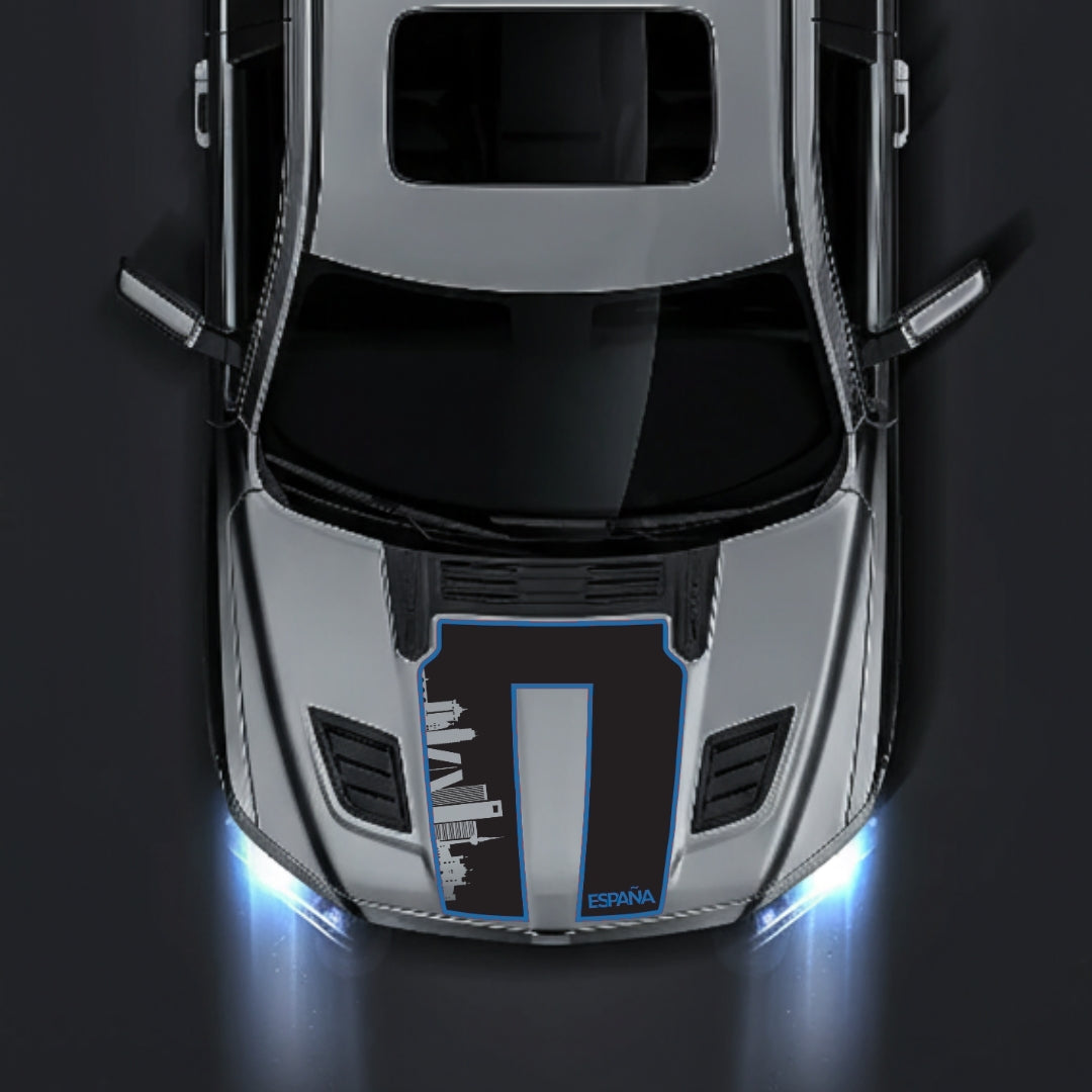Hood Panel Decal/Sticker - Spain Skyline - Cut - Border Graphic Kit - For Dodge RAM 1500 2019-2025 - Premium Vinyl