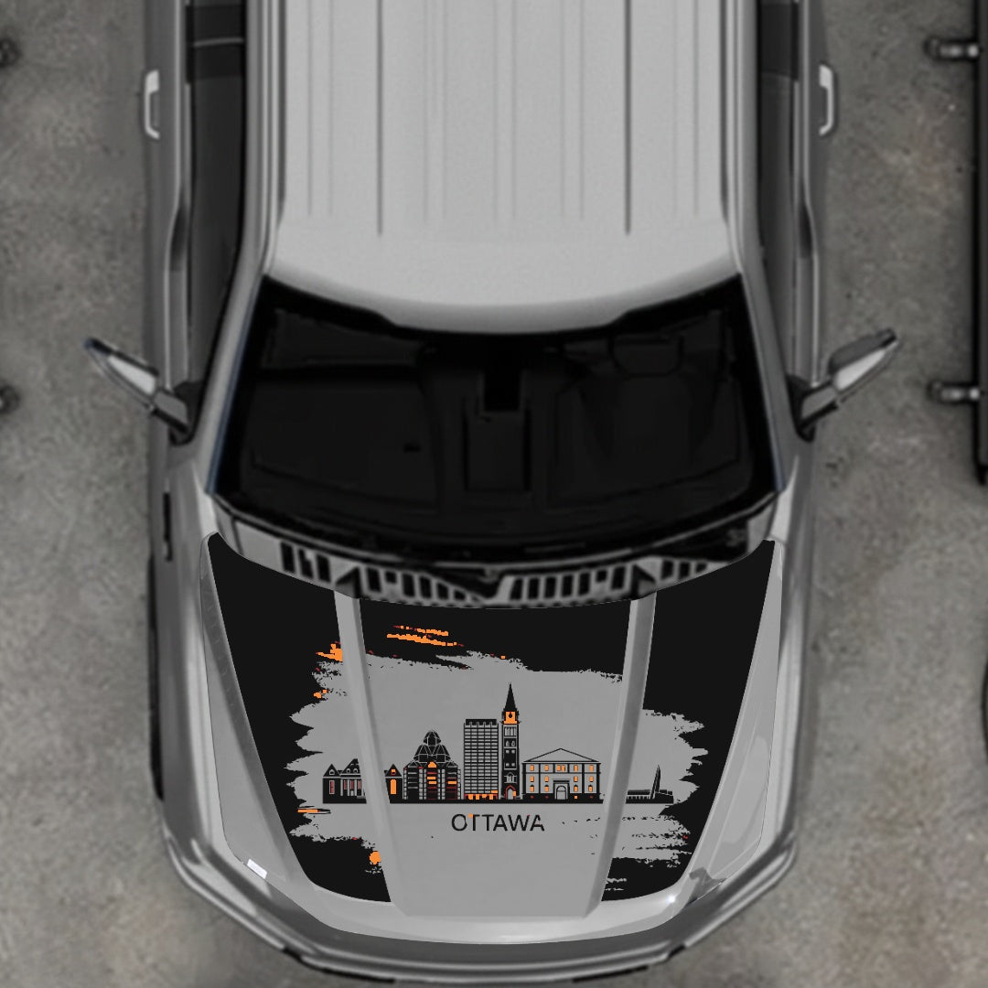 Hood Panel Decal/Sticker - Ottawa - Cut Graphic Kit - For Ford F-150 2020-2026 - Premium Vinyl