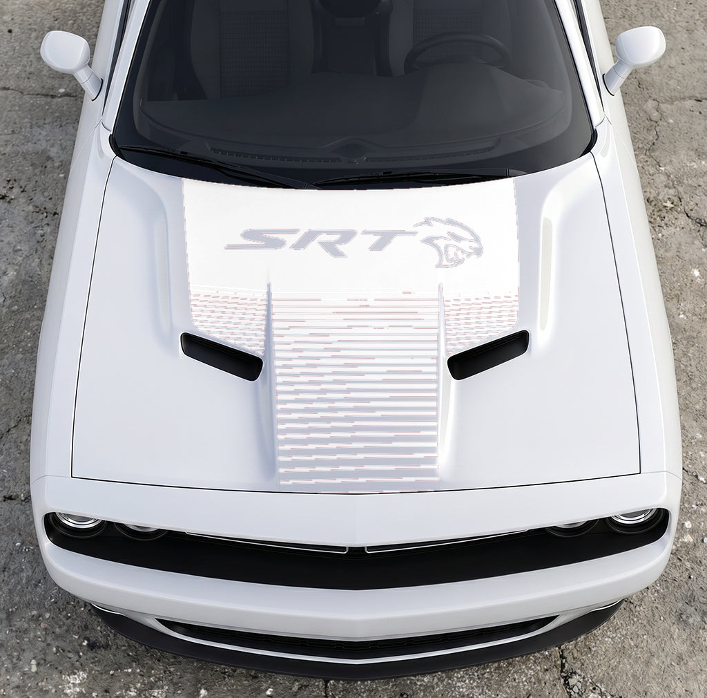 Hood Panel Decal/Sticker - Dodge Challenger SRT Hellcat Edition - Speed Fade Gradient Graphic Kit - For Dodge Challenger 2015-2024 - Premium Vinyl