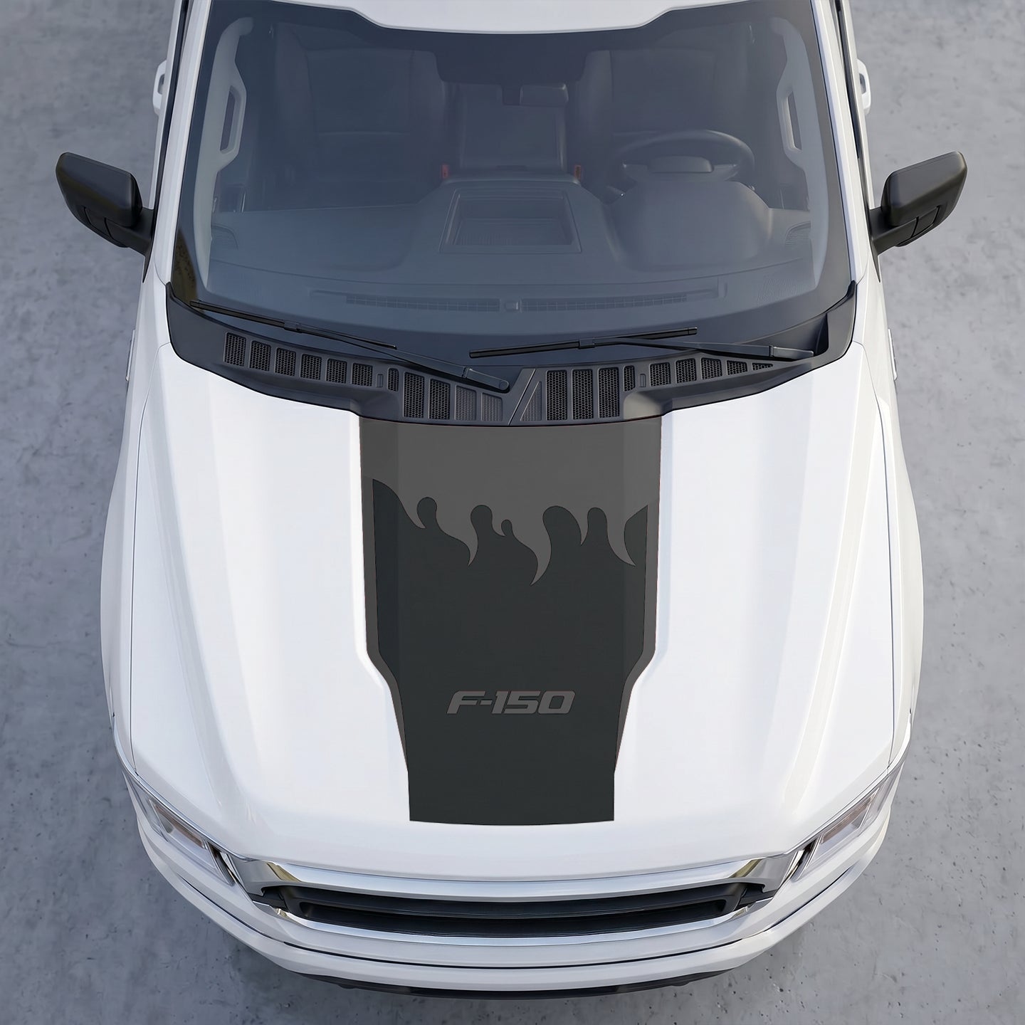 Hood Panel Decal/Sticker - Fire Flame Wave Hood Decal Wrap – Bold Liquid Flame Vector Graphic Kit - For Ford F-150 F150 2015-2020 - Premium Vinyl