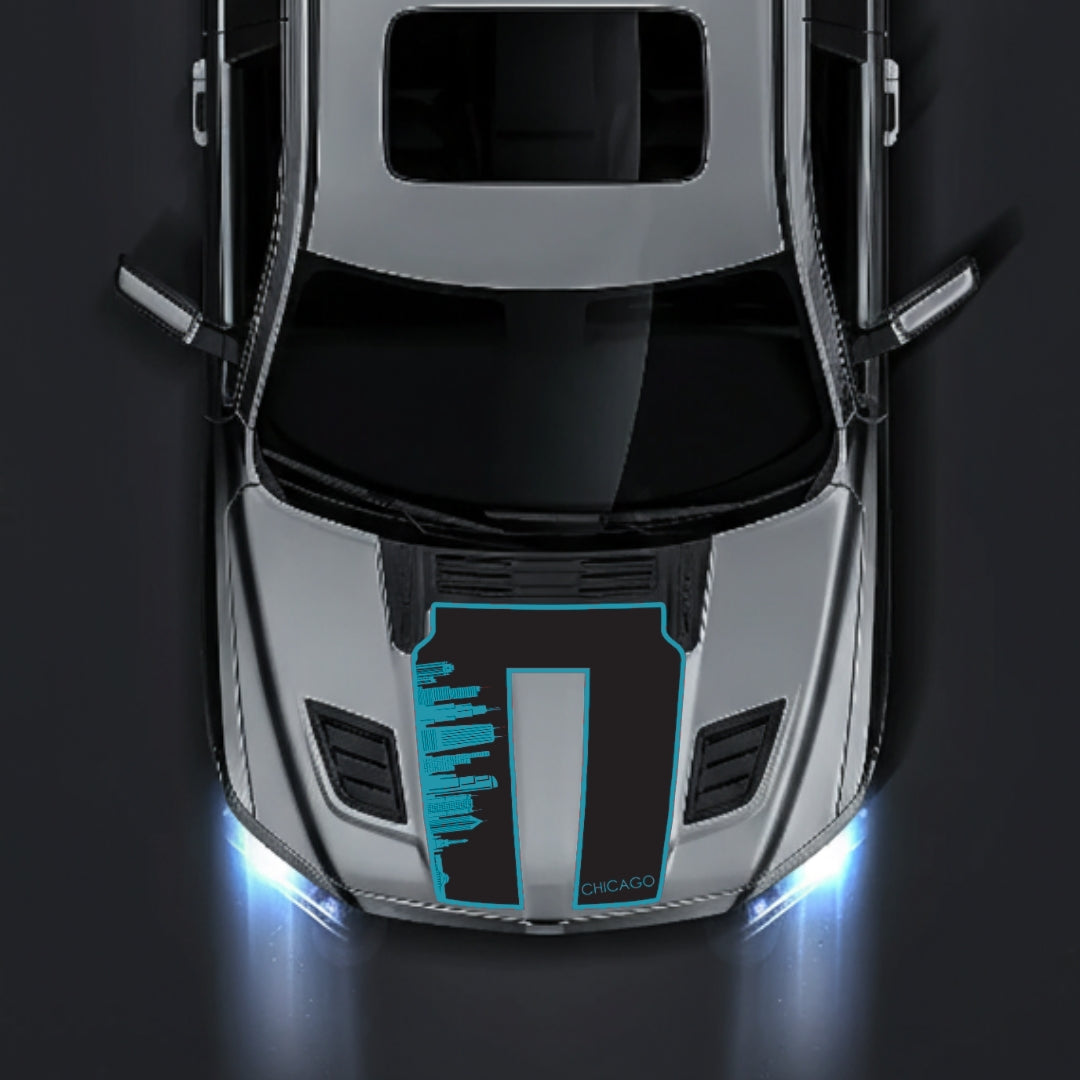 Hood Panel Decal/Sticker - Chicago Skyline - Border Graphic Kit - For Dodge RAM 1500 2019-2025 - Premium Vinyl