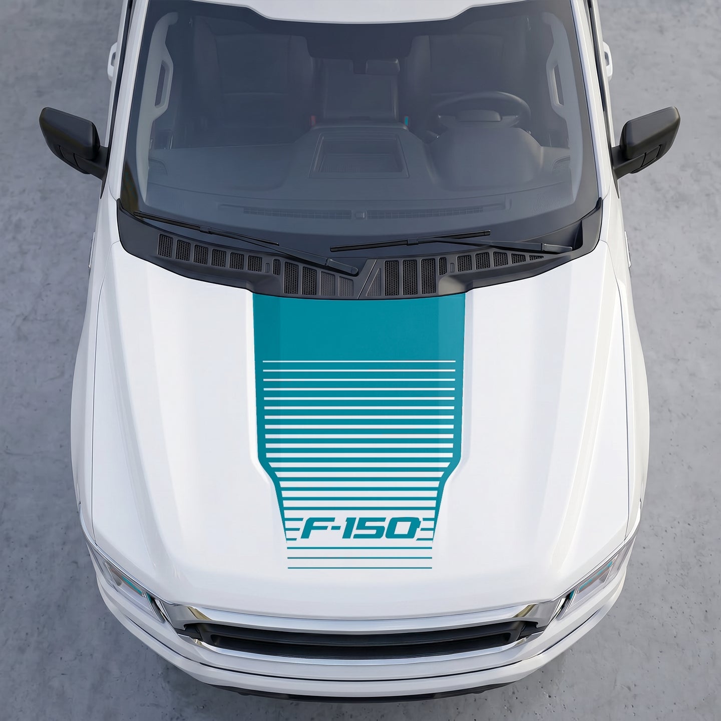 Hood Panel Decal/Sticker - Speedline Fade Hood Decal Wrap – Solid Center Shield with Horizontal Louver Stripe Grille Graphic Kit - For Ford F-150 F150 2015-2020 - Premium Vinyl
