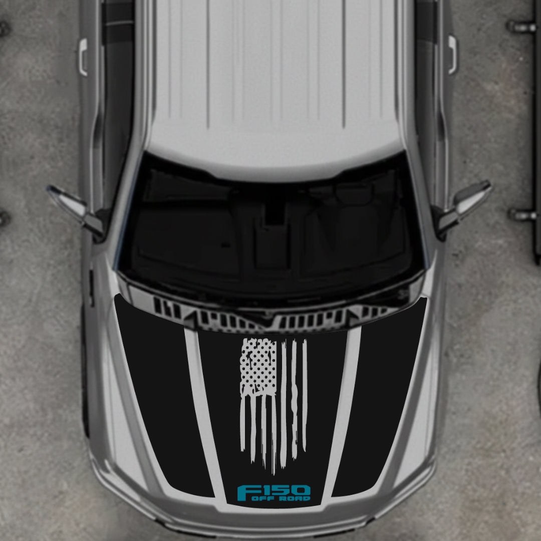 Hood Panel Decal/Sticker - USA Style 10 Graphic Kit - For Ford F-150 2020-2026 - Premium Vinyl