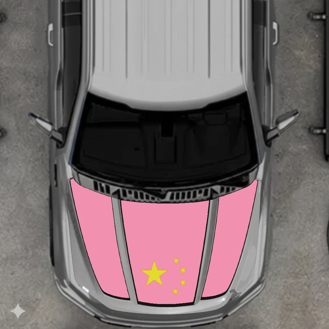 Hood Panel Decal/Sticker - China Flag - Border Graphic Kit - For Ford F-150 2020-2026 - Premium Vinyl