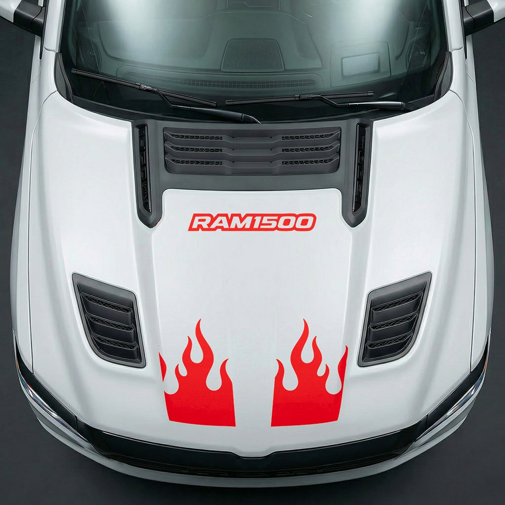 Hood Panel Decal/Sticker - RAM 1500 Flaming U-Shape - Cut Graphic Kit - For Dodge Ram 2019-2025 - Premium Vinyl