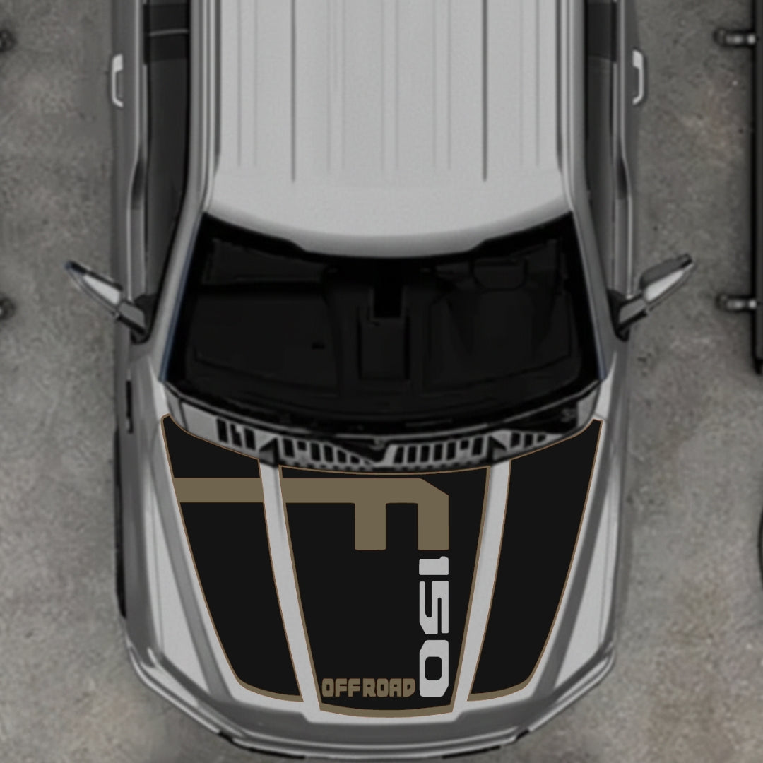 Hood Panel Decal/Sticker - Stlye 5 - Cut - Border Graphic Kit - For Ford F-150 2020-2026 - Premium Vinyl